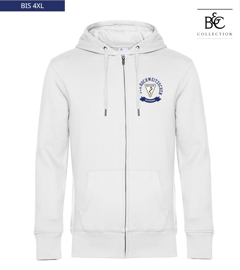 B&C Herren Zipped Hoodie White "Bono"