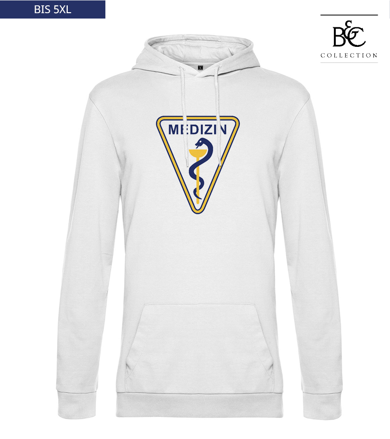 B&C Herren Hoodie White "Anton Frontprint"