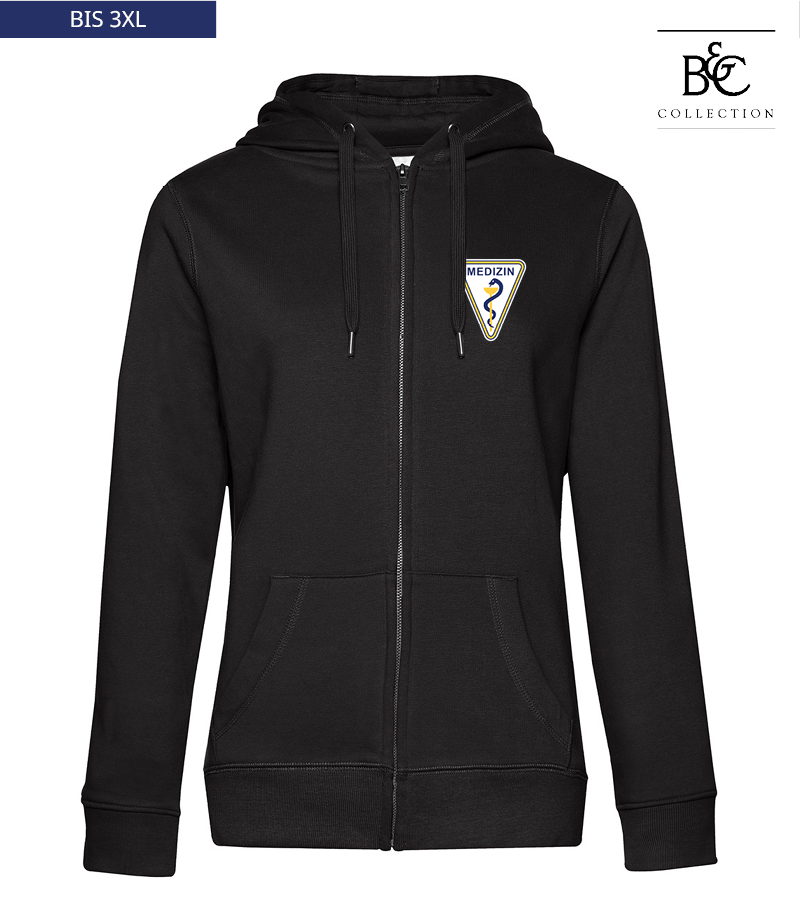 B&C Damen Zipped Hoodie Black Pure "Anton"