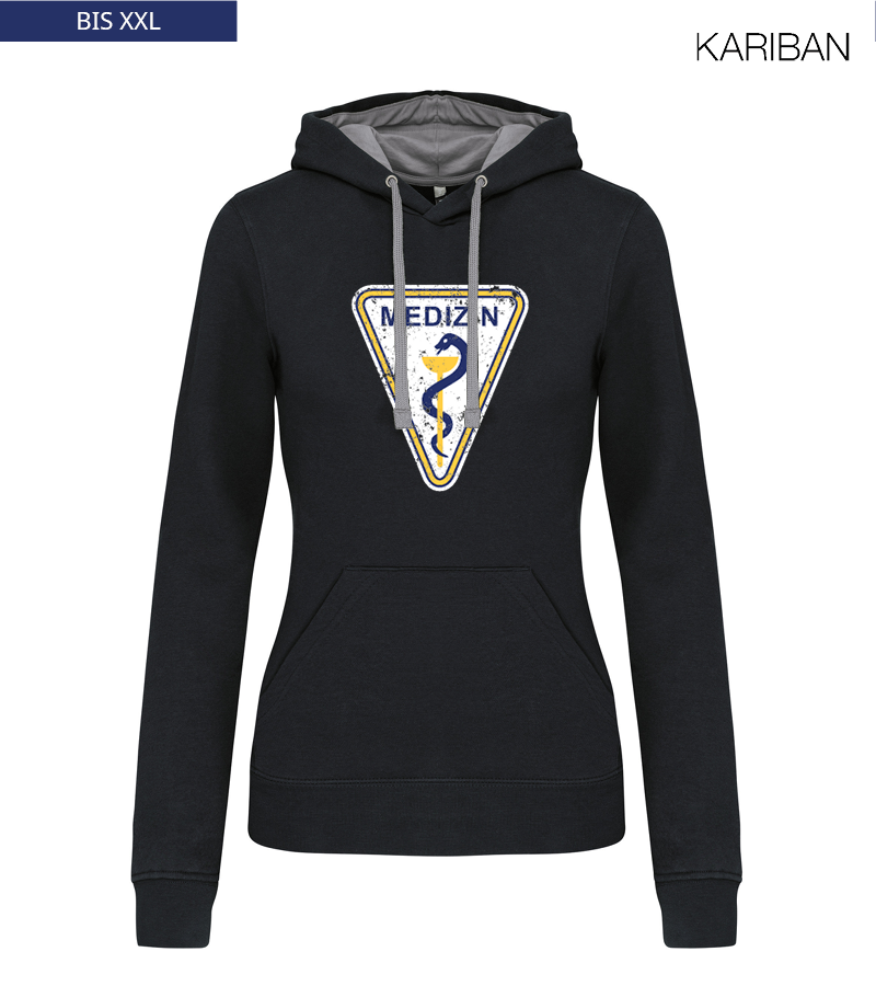 Kariban Damen Hoodie Black Fine Grey "Uwe Frontprint"