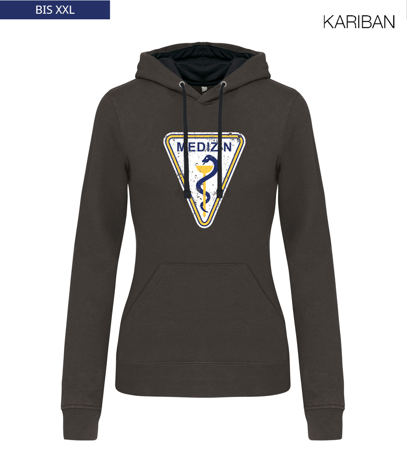Kariban Damen Hoodie Dark Grey Black "Uwe Frontprint"