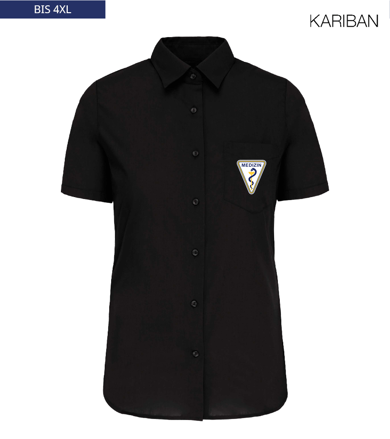 Kariban Damen Kurzarmbluse Black "Anton"