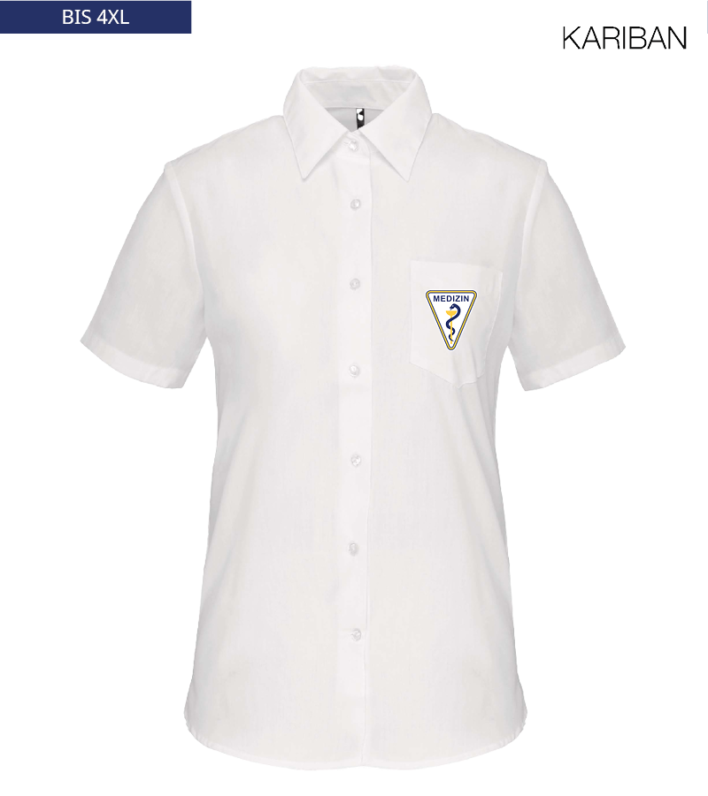Kariban Damen Kurzarmbluse White "Anton"